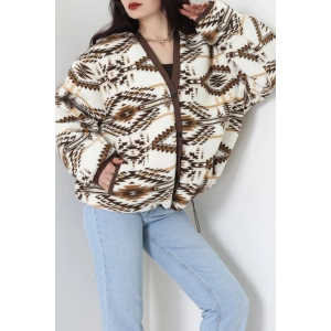 Etnik Desen Astarlı Mont Ekrukahve - 42903.1247.