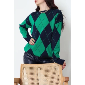 Etnik Desen Triko Lacivertyeşil - 3027.1577.