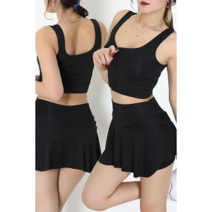 Fermuarlı Kaplı Büstiyer Siyah - 9039.125.