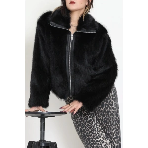 Fermuarlı Kürklü Ceket Siyah - 8780.179.