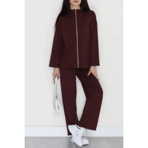 Fermuarlı Oysho Kumaş Takım Mürdüm - 4132.1247.