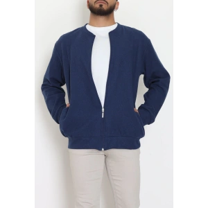 Fermuarlı Selanik Kumaş Erkek Sweat Lacivert - 42675.1567.