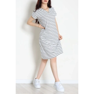 Fermuarlı Süprem Penye Elbise Beyazsiyah - 70825.1567.