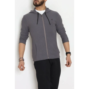 Fermuarlı Yan Kup Kapşonlu Erkek Sweat Füme - 25972.2125.