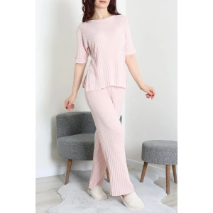 Fitilli Kumaş Pijama Takımı Pudra - 52302.1567.