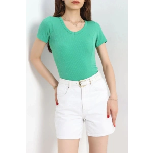Fitilli V Yaka Body Yeşil - 70536.1388.
