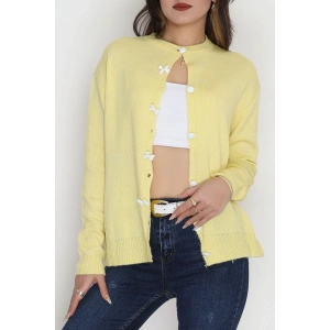 Fiyonk Detay Triko Hırka Sarı - 2396.1247.