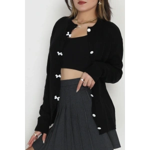 Fiyonk Detay Triko Hırka Siyah - 2396.1247.