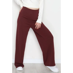 Full Likra İthal Krep Yandan Fermuarlı Pantolon Bordo - 90161.1837.