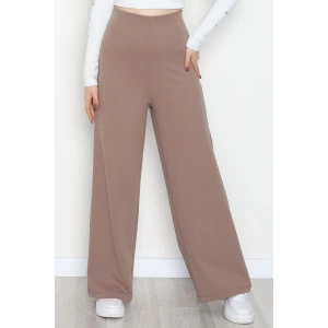 Full Likra İthal Krep Yandan Fermuarlı Pantolon Vizon - 90161.1837.