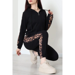 Garnili Fermuarlı 2 İplik Eşofman Takımı Siyah - 50789.1857.