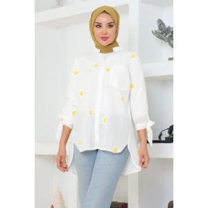 Gömlek beyaz - sarı puantiye 301