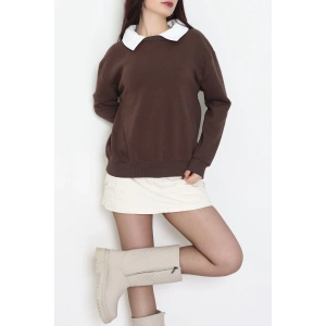 Gömlek Yaka 3 İplik Sweat Kahve - 21985.200.