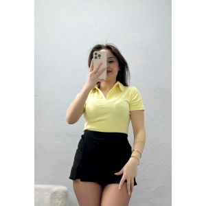 Gömlek Yaka Kısa Kollu Tişört Sarı - 22023.200.