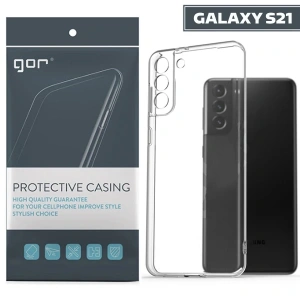 GOR Samsung Galaxy S21 Kılıf Kamera Korumalı Şeffaf Silikon Kılıf-(1903)