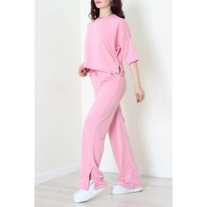 İki İplik Çıtçıt Detaylı Eşofman Takımı Pembe - 43964.1857.