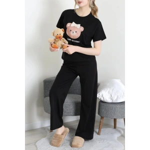 İpek Apreli Süprem Pijama Takımı Siyahkahve - 52238.1567.
