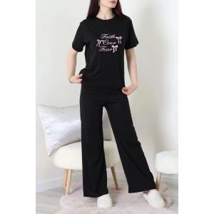 İpek Apreli Süprem Pijama Takımı Siyahkurdele - 52238.1567.