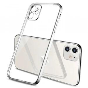 iPhone 11 6.1inç Renkli Kenar Şeffaf Kılıf Kamera Korumalı Silikon Kılıf-(1903)