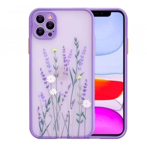 iPhone 12 Pro 6.1inç Kamera Korumalı Çiçek Desenli Silikon Kılıf-(1903)