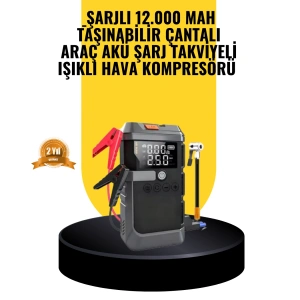 Işıklı Hava Kompresörlü Taşınabilir Akü Takviye Ünitesi