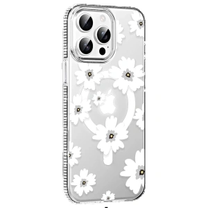 Joko Apple iPhone 15 Pro Max Floral Magsafe Kapak - Beyaz