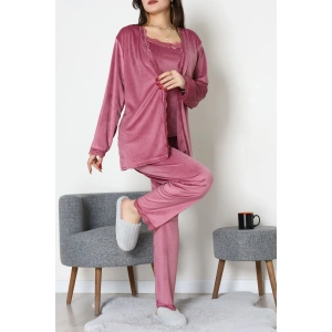 Kadife 3Lü Set Takım Gülkurusu - 667.1287.