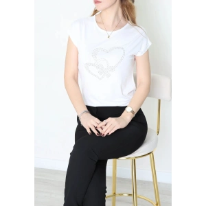 Kalp Detaylı Bluz Beyaz - 43998.599.