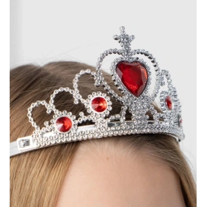 Kalp Taşlı Kırmızı Renk Karlar Ülkesi Elsa Anna Frozen Tacı