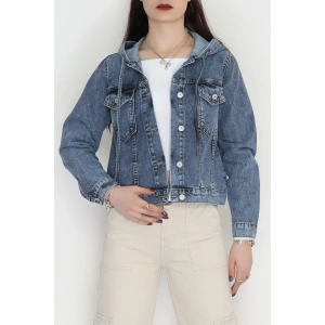 Kapşonlu Kot Ceket Mavi - 42679.1836.