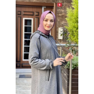 Kapşonlu Tesettür Kap Antrasit