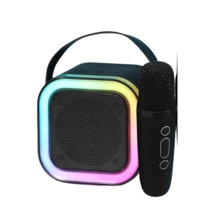 Karaoke Kablosuz Hoparlör Mikrofonlu Rgb Işıklı Bluetooth Speaker Tf Kart/usb Siyah