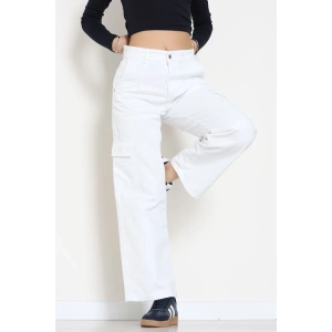 Kargo Cep Palazzo Kot Pantolon Beyaz - 31849.2121.