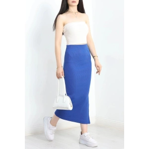 Kaşkorse Yırtmaçlı Etek Saks - 42019.1567.