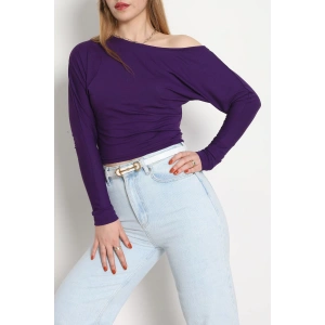 Kayık Yaka Viskon Body Mor - 42777.599.