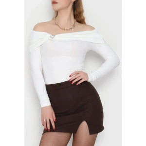 Kemer Detaylı Buzzy Bluz Ekru - 1465.2119.