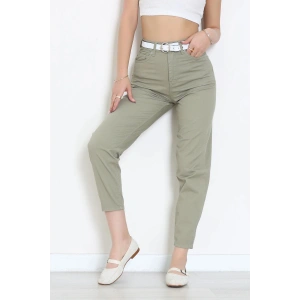 Kemerli Mom Kot Pantolon Açıkhaki - 3011931.1968.