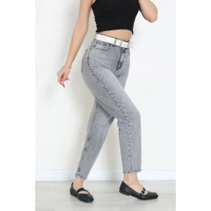 Kemerli Mom Kot Pantolon Gri - 2969911.1968.