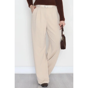 Kemerli Zra Krep Palazzo Pantolon Bej - 30777.1865.