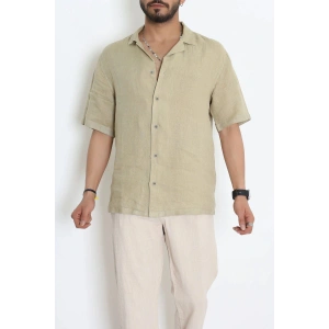 Keten Oversize Erkek Gömlek Haki - 71471.1871.