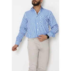 Klasik Pamuklu Erkek Ekose Slimfit Gömlek Ekosemavi - 70876.1970.
