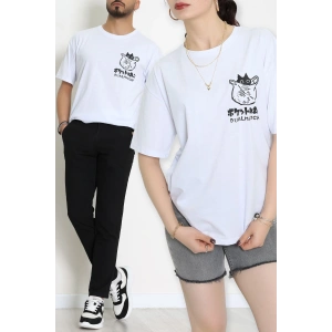 Kompakt Penye Unisex Tişört Beyazfüme - 55064.1872.