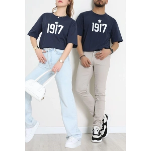 Kompakt Penye Unisex Tişört Lacivert - 55064.1872.