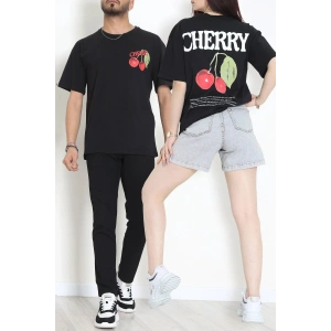 Kompakt Penye Unisex Tişört Siyahkırmızı - 55064.1872.