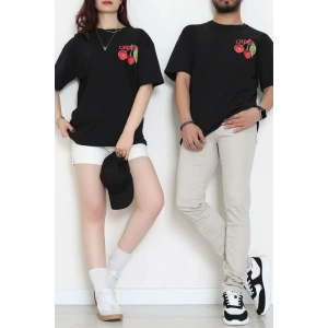 Kompakt Penye Unisex Tişört Siyahkırmızı1 - 55064.1872.