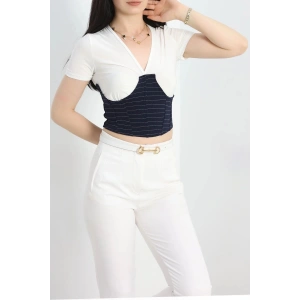 Korsaj Detaylı Bluz  Lacibeyaz - 41383.1595.