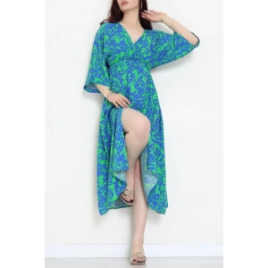 Kruvaze Yaka Desenli Elbise Saksbenetton - 53541.1247.