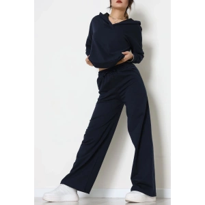 Kruvaze Yaka Kapşonlu Takım Lacivert - 30094.1857.