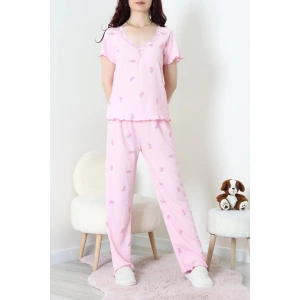 Kurdeleli Bürümcük Pijama Takımı Pembe - 52339.2159.