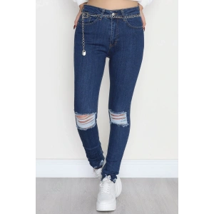 Lazer Kesim Dar Paça Kot Pantolon Mavi - 42691.1836.